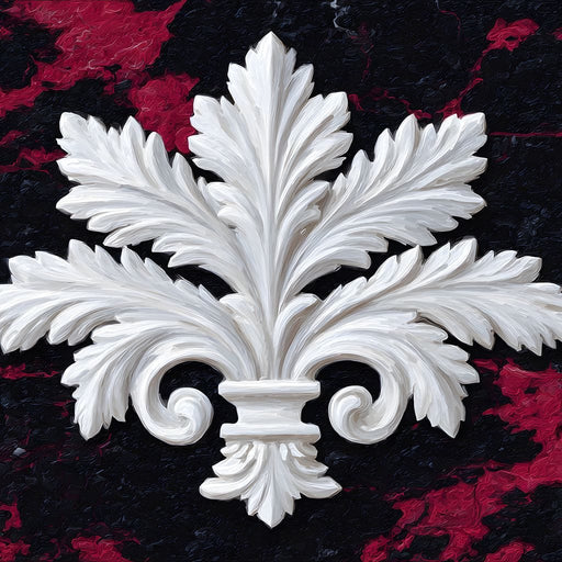 White Fleur De Lis Red Stone Canvas Print