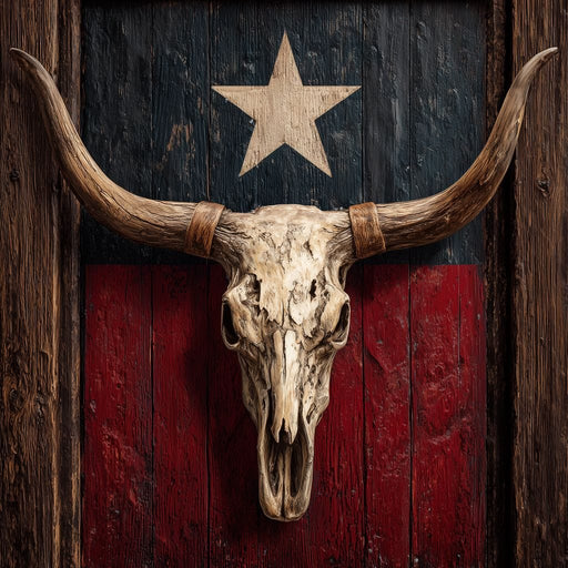 Texas Longhorn Lone Star Barnwood Canvas Print