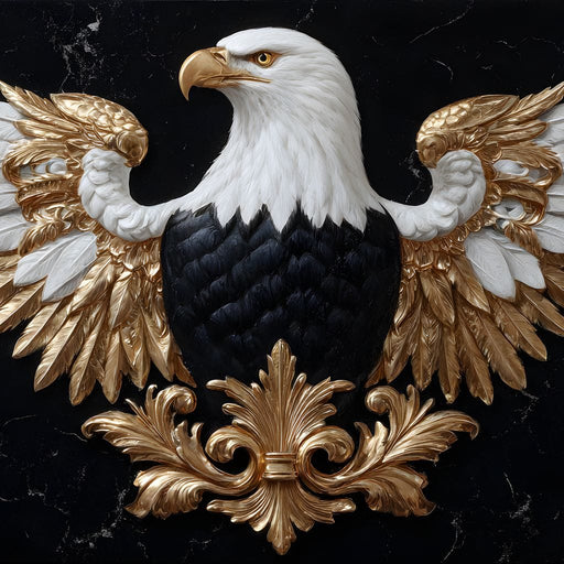 Majestic Gold Eagle Crest Marble Canvas Print