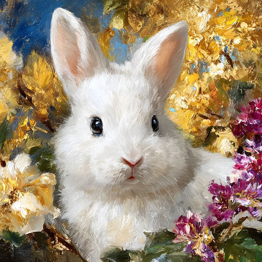 White Bunny Garden Bouquet - Neal Hackett Canvas Print