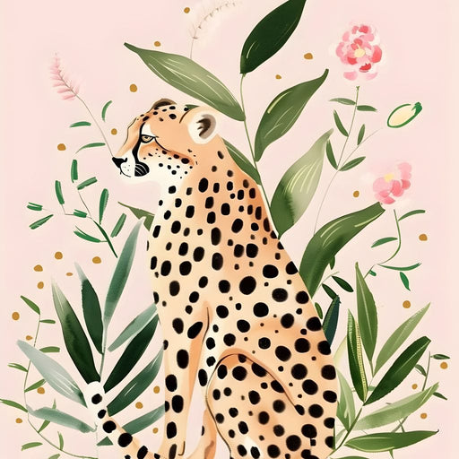 Golden Cheetah Tropical Garden Canvas Print