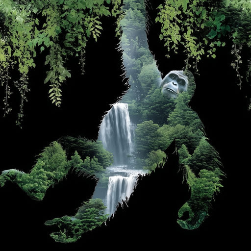 Jungle Gorilla Falls Double Exposure Canvas Print