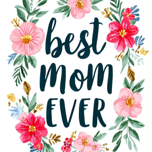 Best Mom Ever Floral Wreath Canvas Print