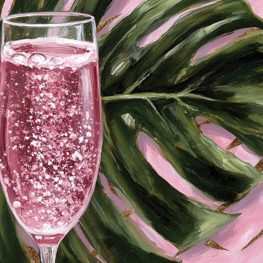 Pink Fizz Monstera Gold Canvas Print