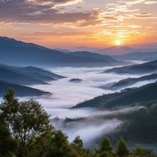 Sunrise Over Misty Mountains Canvas Print