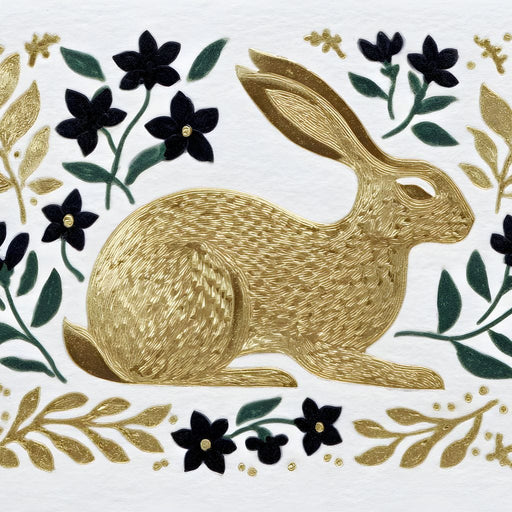 Golden Hare Botanical Folk Scene Canvas Print