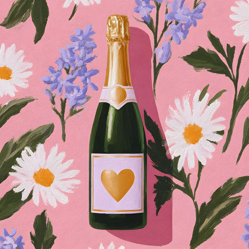 Champagne Hearts And Daisies Canvas Print