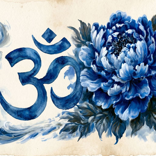 Om Blue Peony Meditation Mood Canvas Print