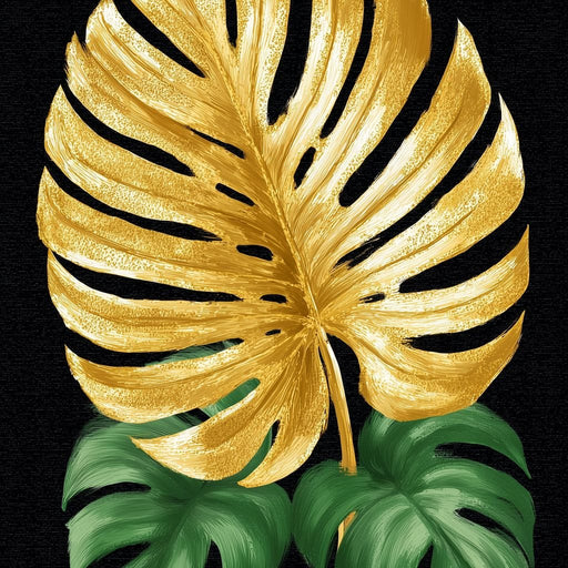 Golden Monstera Leaf Elegance Canvas Print
