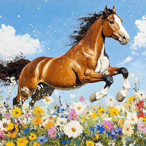 Stallion Gallop Through Wild Blooms Canvas Print