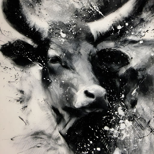 Monochrome Bull Force Unleashed Canvas Print
