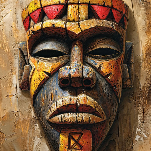 Ancient Tribal Mask Vibrance Canvas Print