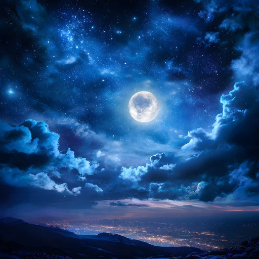 Lunar Glow Above Sleeping Mountains Canvas Print