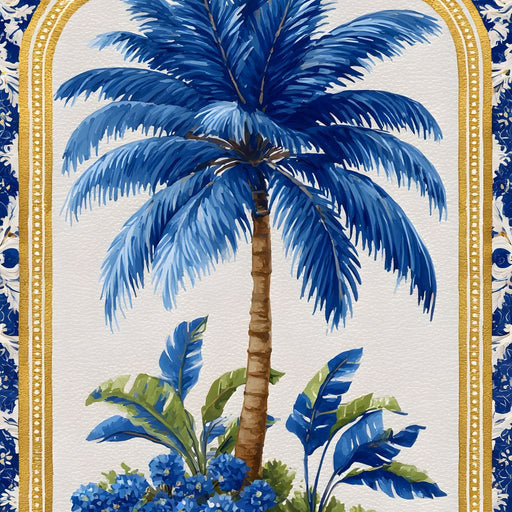 Tropical Elegance Blue Palm Canvas Print