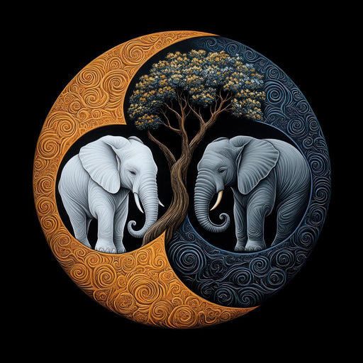 Elephant Yin-Yang - TooplesArt Canvas Print
