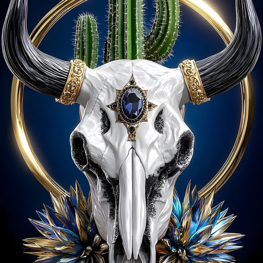 Gilded Skull Haloed Cactus Canvas Print