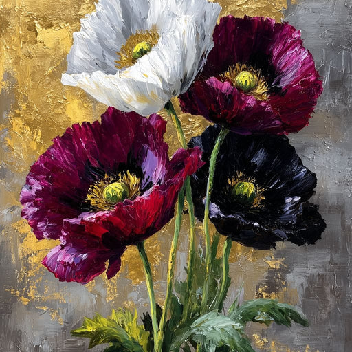 Gilded Poppies Quartet Canvas Print