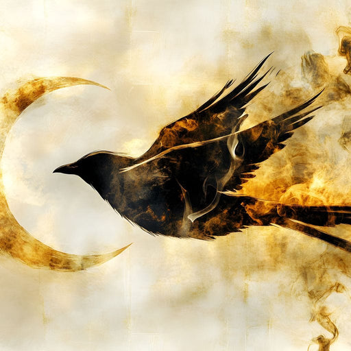 Golden Flight Under Crescent Moon Canvas Print