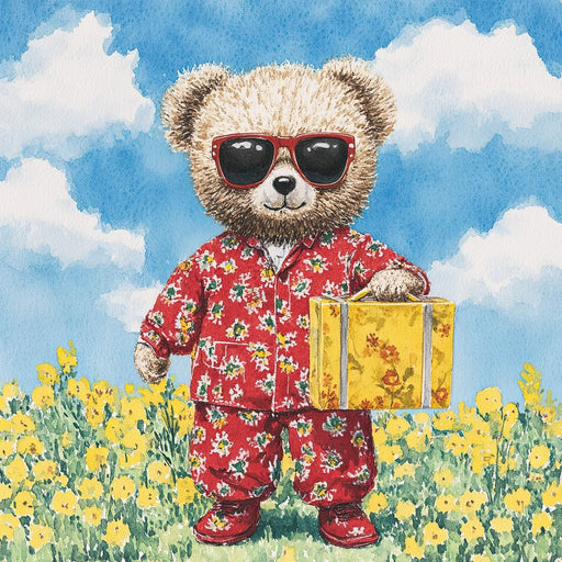 Sunlit Adventure with Teddy Canvas Print