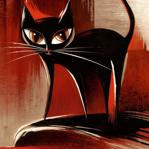 Mid Century Black Cat Stare Canvas Print