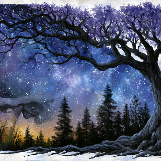 Where Cosmic Night Meets Forest Roots Canvas Print