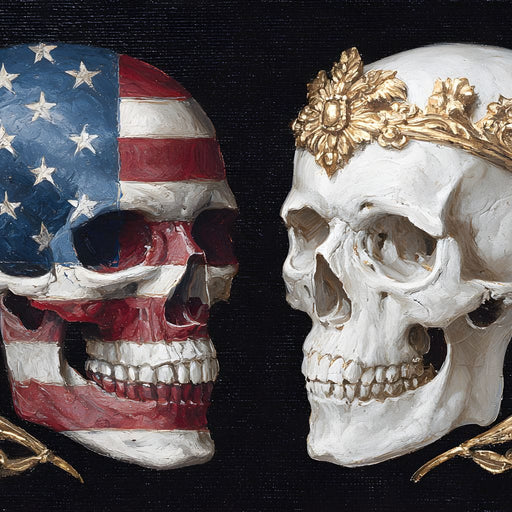 Patriotic Skulls Regal Duel Canvas Print