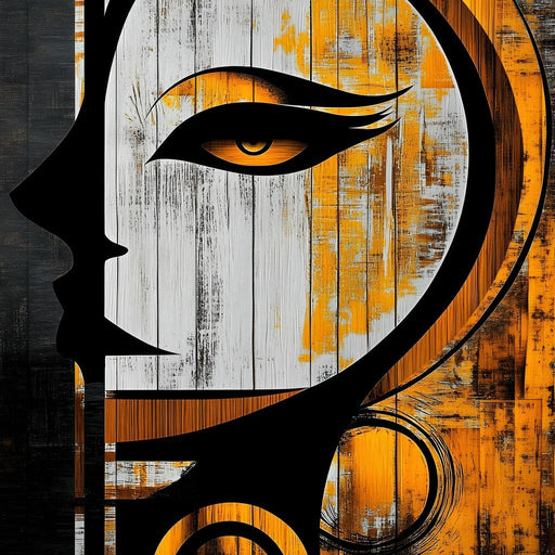 Golden Elegance Abstract Face Canvas Print