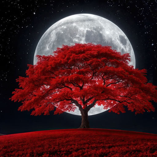 The Crimson Moon Tree - TooplesArt Canvas Print