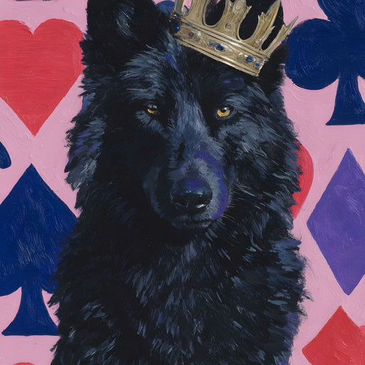 Regal Midnight Wolf Card Royalty Canvas Print