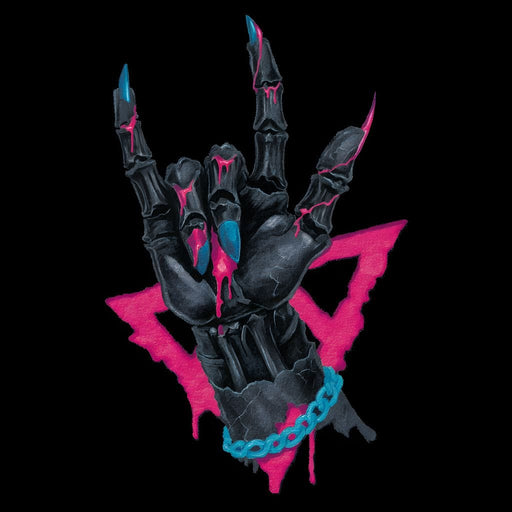 Neon Skeleton Rock Hand Sign Canvas Print