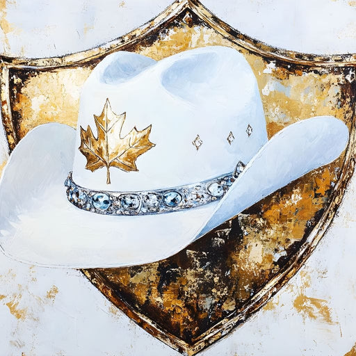 Golden Maple Leaf Western Hat Canvas Print