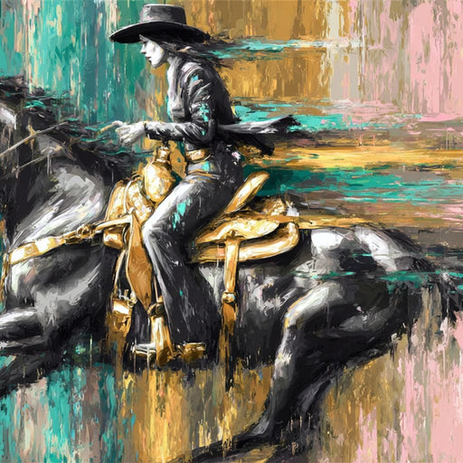 Golden Cowgirl Noir Star Canvas Print