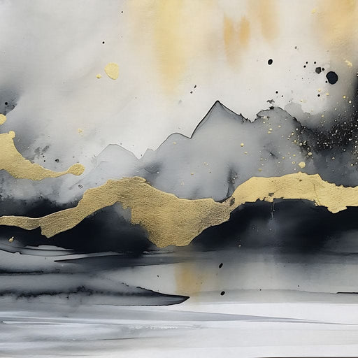 Golden Peaks Abstract Mist Canvas Print