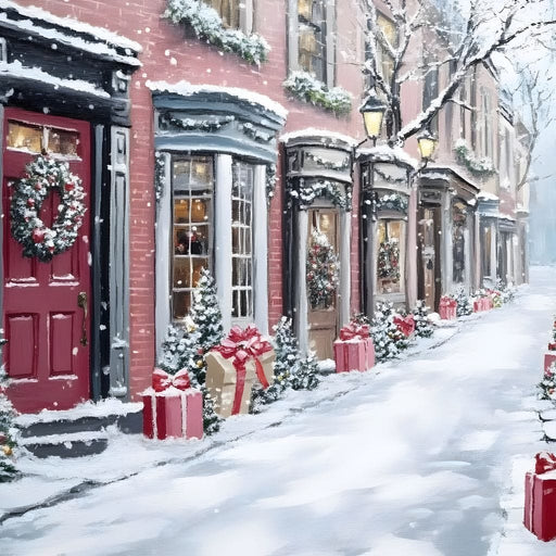 Snowy Carol Lane Holiday Cheer Canvas Print