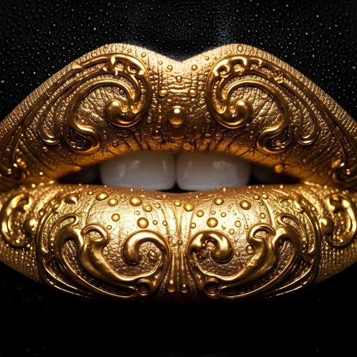 Golden Lips Elegance Illumination Canvas Print