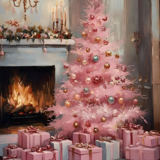 Pink Christmas Hearth Glow Canvas Print
