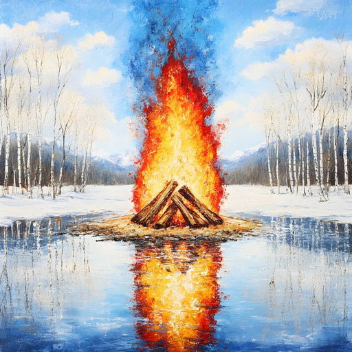 Winter Flames Reflecting Canvas Print