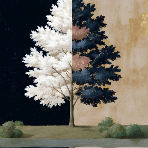 Dual Seasons Reflected Tree Canvas Print