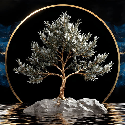 Golden Olive Tree Halo Reflection Canvas Print