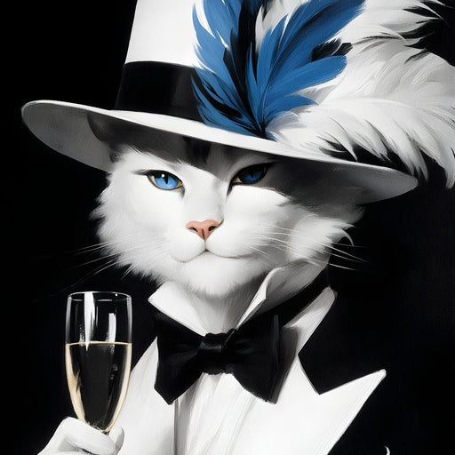 Feline Elegance in Feathers Canvas Print