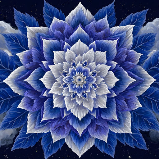 Starlit Sapphire Petal Mandala Canvas Print