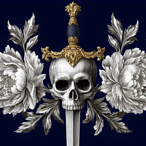 Baroque Skull and Peony Sword Canvas Print