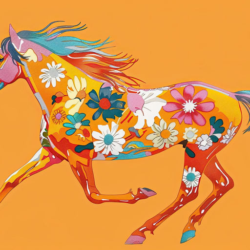 Blooming Horse on Tangerine Canvas Print