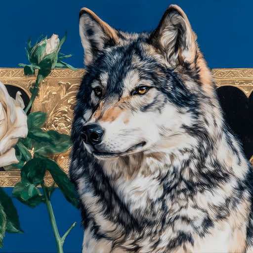 Wolf Regal Ivory Rose Saga Canvas Print