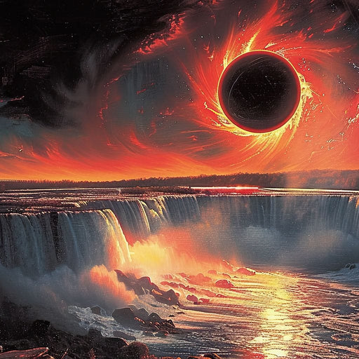 Eclipse Over Cascading Waters Canvas Print