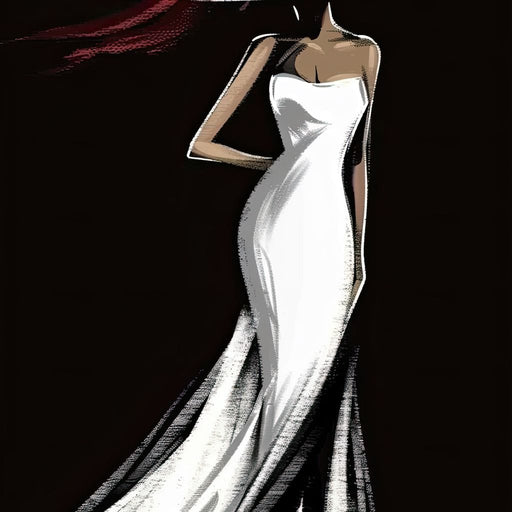The White Dress -  Elegant Nocturne Silhouette Canvas Print