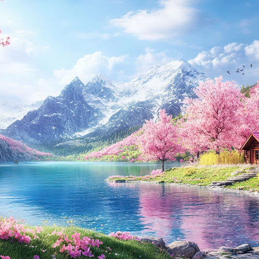 Cherry Blossom Alpine Retreat Canvas Print