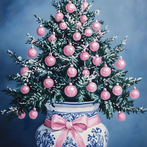Holiday Fir With Pink Baubles Canvas Print