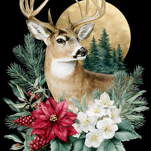 Moonlit Floral Gold Buck Canvas Print