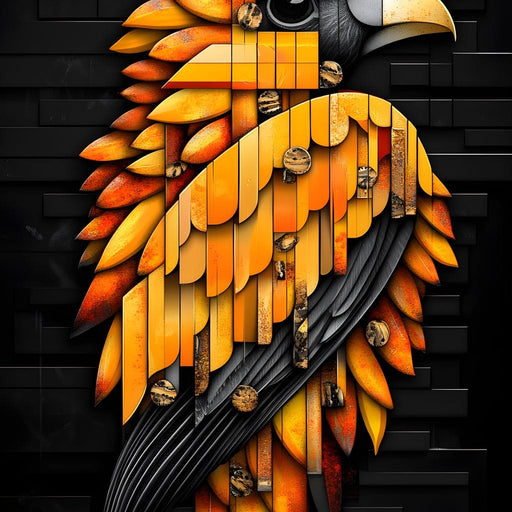 Golden Parrot Geometric Symphony Canvas Print